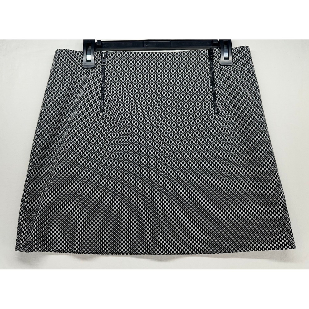 Rag & Bone Black White‎ Geometric Mini Skirt Front Zippers Silk Blend Lining 8